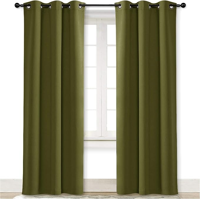NICETOWN Blackout Room Darkening Window Curtain for Christmas Decoration, Thermal Insulated Solid Grommet Blackout Curtain/Drape for Living Room (Single Panel, 42 by 84 inches, Olive Green) by NICETOWN