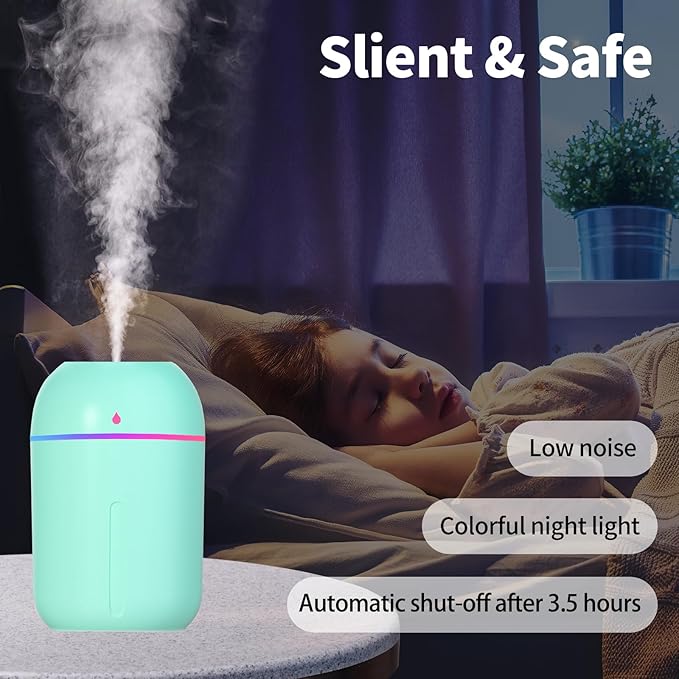 Small Humidifier for Plants, Mini Humidifiers for Bedroom, Portable Humidifiers for Car, Travel Humidifiers for Hotel, Desk Humidifiers for Office, USB Personal Humidifier, Auto Shut-Off, 330ml - Image 6