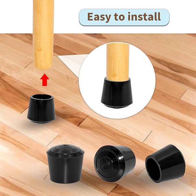 Flyshop 1-1/4", 32 mm Chair Leg Caps Furniture Table Covers Floor Protectors Non-Scratch Odourless Synthetic Rubber Leg Tips Round 8 Pack - Image 6