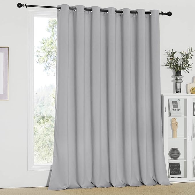 NICETOWN Sliding Glass Door Curtain - Blackout Room Darkening Door Vertical Blind for Dining Room/Bedroom with Grommet Top (Silver Grey, W100 x L95, 1 Panel) by NICETOWN