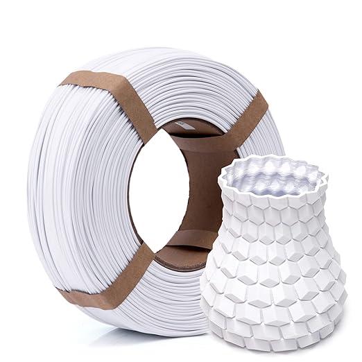 Inland V2 PLA PRO (PLA+) 3D Printer Filament Refill, 1.75mm Spooless Filament, Dimensional Accuracy +/- 0.03mm, 1KG (2.2lbs) White Refill for Inland Reusable Spools, Bambu Lab Compatible by INLAND