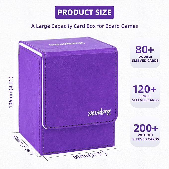 Magic Card Deck Box for MTG Single Deck Card Box fits 100+ TCG Sleeved Cards Tyvek® Paper Card Box Top Loading Card Boxes Magic Gift for MTG TCG CCG (Vertical,Purple) - Image 2