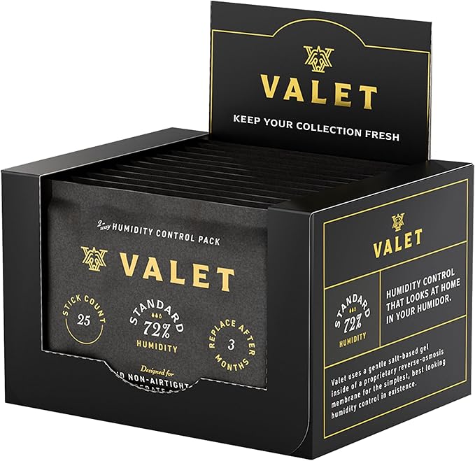 Valet 72% Two-Way Humidity Packs for Wood Containers, 12-Pack, 60g Each, Humidifier Pack Prevents Leaks and Controls Moisture with Natural Craft Paper Design by Valet