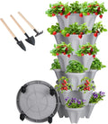 GameXcel Vertical Planter 6 Tier Stackable Planters Garden Planters Strawberry Herb Flower and Vegetable Planter Indoor Outdoor Gardening Pots with Removable Wheels and Tools by GameXcel