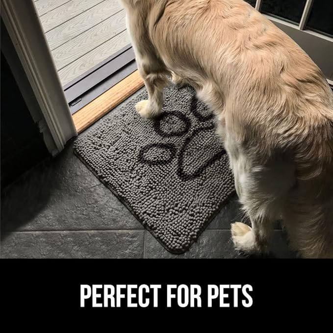 GORILLA GRIP SOAKSTOPPER Dog Door Mat, Machine Washable Rug Absorbent Doormat Captures Moisture Mud Dirt, Quick Dry Soft Chenille Entryway Rugs Indoor Entrance Mats for Dog Paws, 24x17 Paw Grey - Image 6