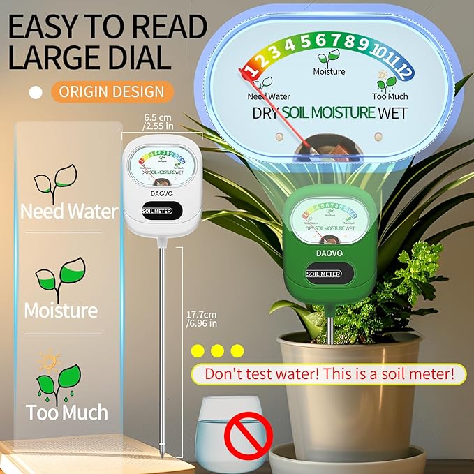 Soil Moisture Meter, Plants Moisture Meter Upgraded-Large Screen-Soil Hygrometer with Light- Plant Water Meter for Indoor and Outdoor Hous Plants, Garden, Farm, Lawn Soil Tester-Spring-Green - Image 2