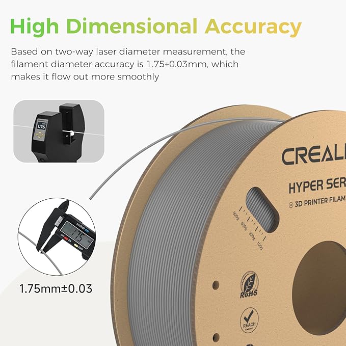 Creality Hyper PLA Filament Bundle Gray 4KG, Up to 600mm/s High Speed 3D Printer Filament PLA, No-Tangling Stronger Toughness Fit Most 3D Printers - Image 4
