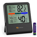 Digital Thermometer Hygrometer, Indoor Wall Thermometer Humidity Indoor with High Accuracy, Suitable for Greenhouse, Home and Office, AAA Battery (Black) by KJCOOSWI
