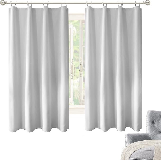 DriftAway Thermal Insulated 100 Percent Darkening Blackout Curtain Liner 2 Panels Each Liner Size 50 Inch by 50 Inch Rings Included Off White Panel - Image 8