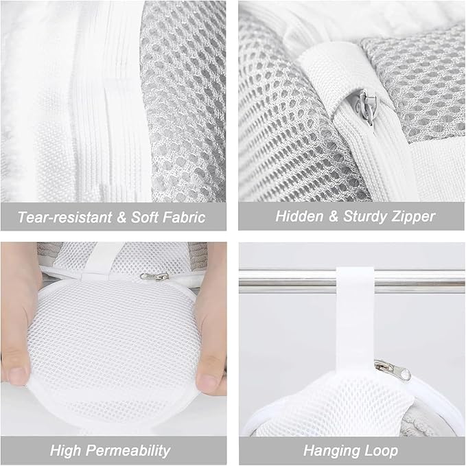 Reusable Sneaker Bag for Washing Machine, Invisible Zipper Design, Protects Shoes in Washing Machine and Dryer, Durable Shoe Bag for Sneakers, Boots(gray) - Image 3