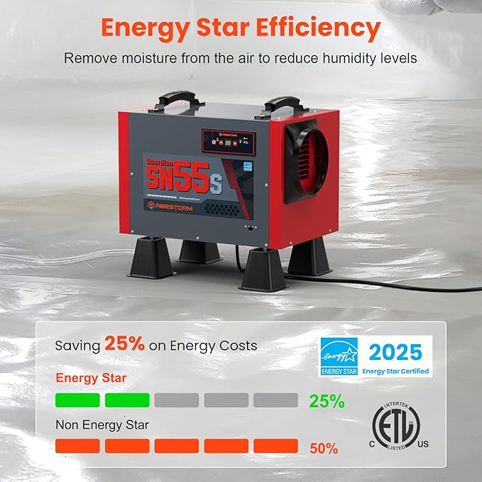 Abestorm Crawl Space Dehumidifier, 120Pint Controls Commercial Dehumidifiers with Drain Hose for Basement, Under House Auto Defrosting Industrial Crawlspace Dehumidifier - Image 3
