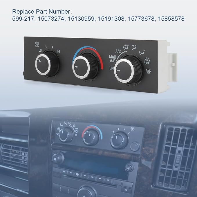 Front A/C Heater Climate Control Module Compatible with 1996-2014 Chevrolet Express 1500 GMC Savana 1500 1996-2020 Chevrolet Express 2500 3500 GMC Savana 2500 3500 Replace# 599-217, 15073274 - Image 2