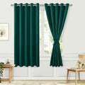 Hiasan Blackout Curtains for Bedroom, 60 x 63 Inches Length - Thermal Insulated & Energy Saving Window Curtains for Living Room, 2 Drape Panels Sewn with Tiebacks, Hunter Green by Hiasan