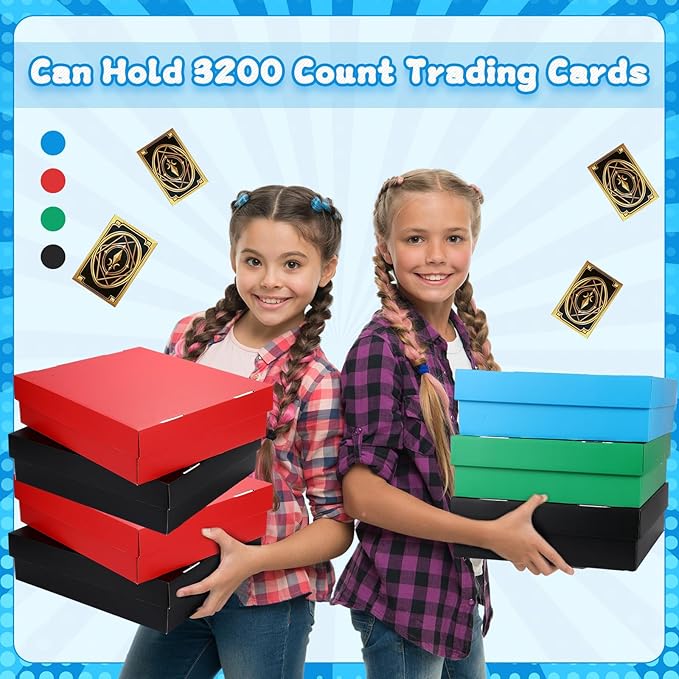 Seajan 16 Pcs 3200 Count Trading Card Storage Box Sports Card Storage Boxes Bulk for Basketball Gaming Cardboard Collecting - Image 7