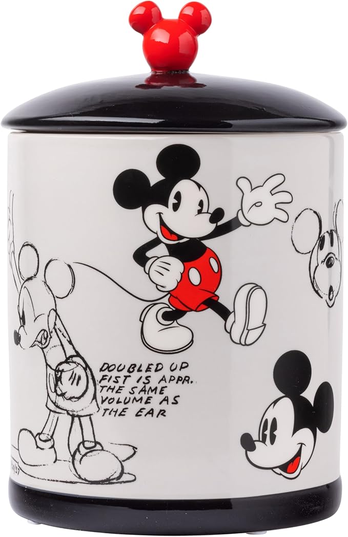 Silver Buffalo Disney Vintage Mickey Mouse Sketches Ceramic Cookie Snack Jar (Large) by SilverBuffalo