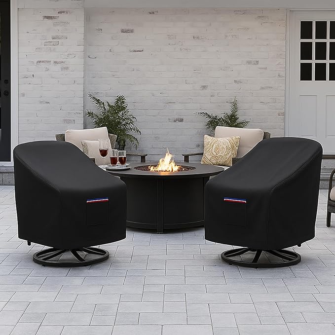 Outdoor Patio Chair Covers Waterproof, 28W x 33D x 38.5H inches Weather Resistant Patio Furniture Cover All-Weather Protection Heavy Duty 600D 2-Pack Black - Image 7