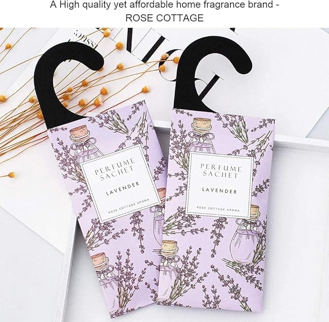 ROSE COTTAGE Large 12 Packs Lavender Hanging Closet Deodorizer Air Freshener Long Lasting Scented Sachets Smell Goods for House - Image 8