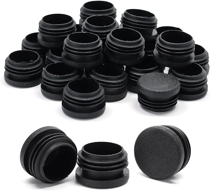 1" (25mm) Plastic Hole Plugs Black -Round Chair Leg Caps, Flush Mount Pipe Plugs, Tubing End Caps for Metal&Wood Legs Tube, Outdoor Furniture Feet caps & Table Plastic Plugs, 24 PCS by EASYEAH