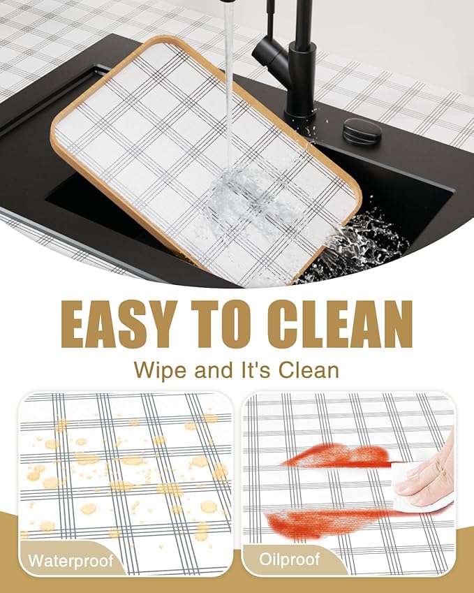 Shelf Liners for Kitchen Cabinets Non-Adhesive, Non-Slip Thickened Shelf Paper Waterproof Washable for Drawer Dresser Pantry Shelve Bathroom Protector Liner - Image 5