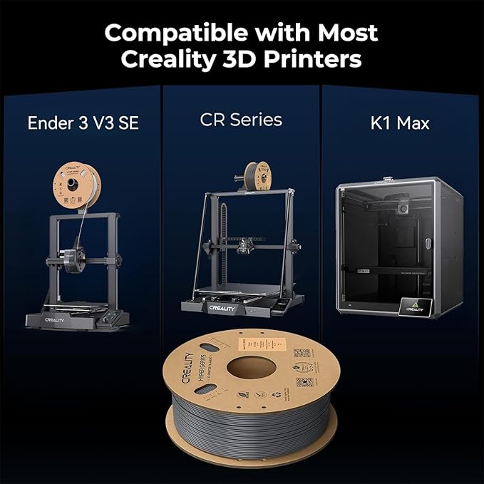 Official Creality Hyper ABS Filament 1.75mm, High Speed ABS 30-350mm/s 3D Printer Filament ABS, High Impact Resistance, Dimensional Accuracy +/-0.02mm, 1KG(2.2lbs) Spool Black, Fit Most 3D Printer - Image 6