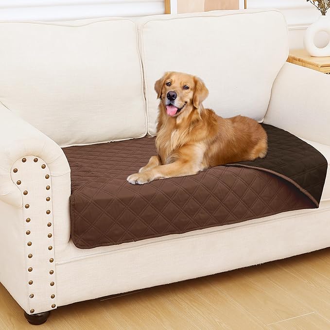 Smiry Waterproof Dog Bed Cover Pet Blanket, Soft Washable Dog Blanket for Furniture Bed Couch Sofa Reversible, Checkered (30"x53", Brown/Chocolate) by Smiry
