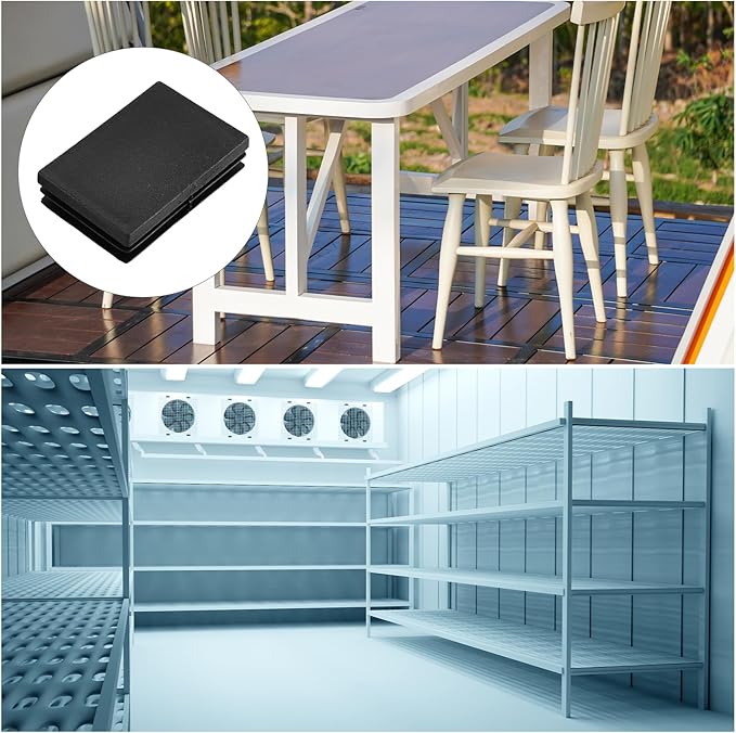 METALLIXITY Rectangle End Caps (60 x 40mm) 10Pcs, Plastic Rectangle Tube Inserts Threaded End Blanking Caps Protector - for Furniture Table Chair Legs, Black - Image 3