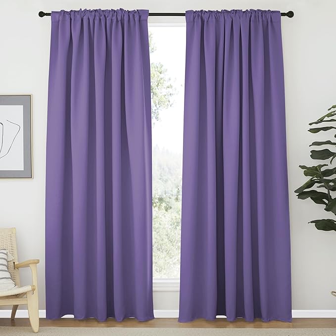 NICETOWN Living Room Blackout Draperies Curtains - (Lilac Color) W70 x L84, 2 Panels, Home Decoration Window Blackout Drape Panels for Patio Door - Image 2