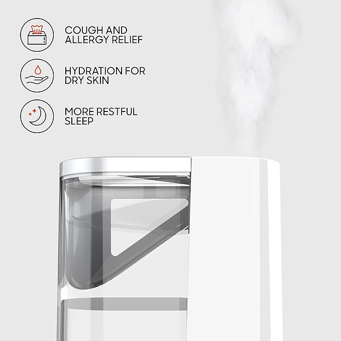 Sharper Image UHS2-SI Ultrasonic Humidifier with 1.5 Gallon Tank, 3 Levels of Warm or Cool Mist, Auto Shut, White, UHS2-SI – 1.5 gallon - Image 4