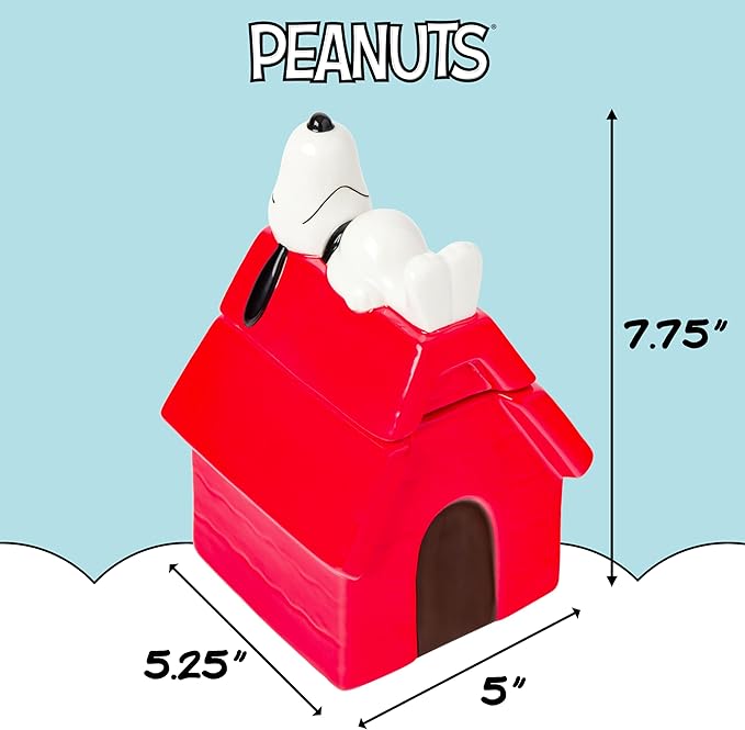 Silver Buffalo Peanuts Sculpted Ceramic Cookie Jar Featuring Snoopy and Snoopy’s House, 5.25” x 5” x 7.75” - Image 2