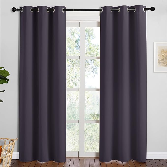 NICETOWN Greyish Purple Blackout Curtains 84 inches Length for Dining Room, 2 Panels, 34" Wide, Thermal Insulated Long Drapes for Window by NICETOWN