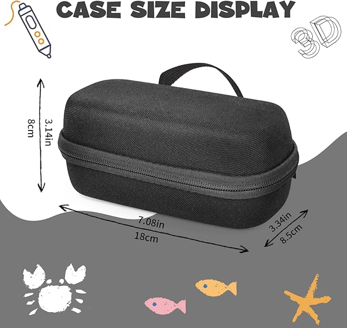 Case Compatible with 3Doodler Start+ Essentials for 3D Pen Set for Kids, Carrying Holder Fit for Printing Pens,Storage Organizer for Printing Filament Refill,Micro-USB Charger (3D-01-Black) - Image 2