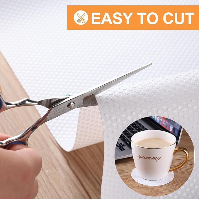 Shelf Liner for Kitchen Cabinets 16-inch: Waterproof Bathroom Drawer Mat 16" x 120 Inch White - Non-Adhesive Easy to Cut Eva Pantry Cupboard Liners for Shelves Dresser - Image 5