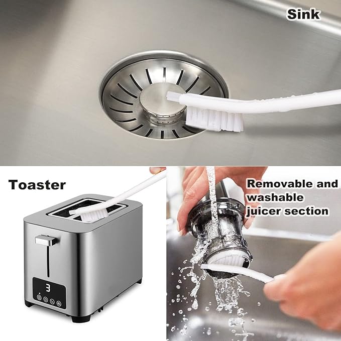 Small Scrub Brushes for Cleaning,Crevice Cleaning Tool Set for Track Juicer Toaster Sink Tile Grout Grater Seafood,Detailing Cleaning Supplies Gadgets for Kitchen Appliances - Image 5