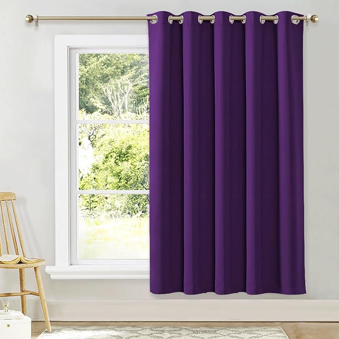 NICETOWN Blackout Wide Blinds for Sliding Door, Royal Purple, W70 x L72, 1 Panel, Insulated Noise Reduction Drapes, Privacy Vertical Curtain for Living Room&Bedroom by NICETOWN