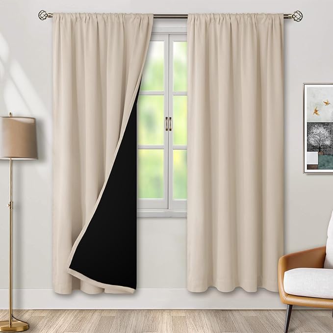BGment Blackout Curtains for Living Room 84 Inch Length 2 Panels Set, Full Room Darkening Thermal Insulated Noise Cancelling Privacy Window Curtains with Rod Pocket, Each Panel 52 Inch, Champagne by BGment