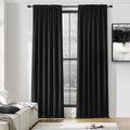 DONREN Patio Blackout Curtain Panels - Summer Home Decoration Thermal Insulated Rod Pocket Blackout Draperies/Drapes for Bedroom (2 Panels, 60 inches x 96 inches, Black) by DONREN