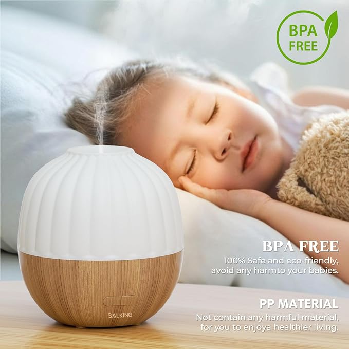 SALKING Essential Oil Diffuser, 300ml Aromatherapy Diffuser for Essential Oils, Ultrasonic Diffuser with Adjustable Mist Mode Timers, Cool Mist Humidifier with 8 Color Lights, for Office Home - Image 6