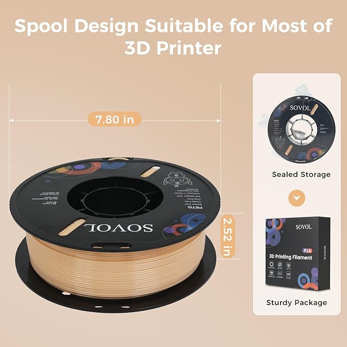 Sovol 3D Printer PETG Filament 1.75mm 1KG (2.2lbs), High Precision, Strong Toughness, Wiring Tightness, Dimensional Accuracy +/- 0.03 mm, 3D Printing PETG Filaments, Skin - Image 8