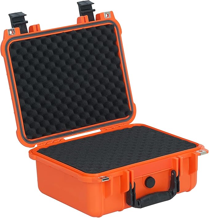 MEIJIA Portable All Weather Waterproof Protective Case,Hard Case,Camera Case With Customized Fit Foam,Fit Use of Drones,Camera,Equipments,Pistols,13.35 x11.63x5.98inches (Orange) - Image 2