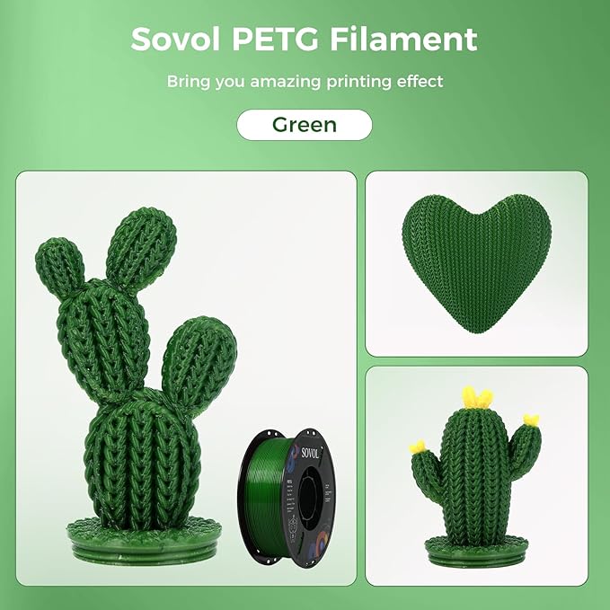 Sovol 3D Printer PETG Filament 1.75mm 1KG (2.2lbs), High Precision, Strong Toughness, Wiring Tightness, Dimensional Accuracy +/- 0.03 mm, 3D Printing PETG Filaments, Green - Image 3