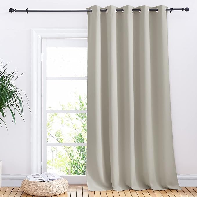 NICETOWN Window Blackout Curtain Panel for Living Room, Natural, 1 Panel, 70 x 95 inch, Thermal Insulated Blackout Drape/Drapery for Loft, Guestroom by NICETOWN