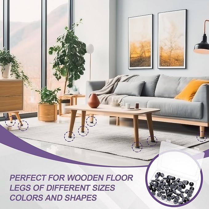 60 Pcs Black Screw on Furniture Felt Pads Kit, 0.94 Inch Non Slip Furniture Pads, Nail in Hardwood Floor Protector for Wooden Leg Feet of Chair Table Sofa, Cutting Boards - Image 6