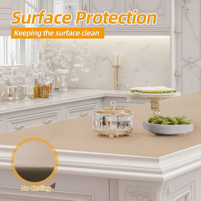 Shelf and Drawer Liner for Kitchen Cabinets Non-Adhesive, Strong Grip Non-Slip Thickened Cabinet Liners for Shelves, Waterproof Mats for Dresser Cupboard, Khaki, 17 in x 30 Feet - Image 3