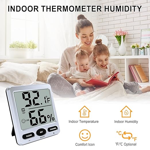 Urageuxy Hygrometer Thermometer Room Thermometer Indoor with Jumbo Display Temperature Humidity Meter for Home, Greenhouse, Baby Room, Office, Cellar - Image 5