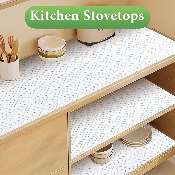 Shelf Liner for Kitchen Cabinets Non Adhesive Drawer Liner Non-Slip Thickened Shelf Liner Paper Strong Easy to Clean for Tool Box Refrigerator with Knife and Tape Measure,Silver Arrow,11.8 x 236.2 in - Image 6