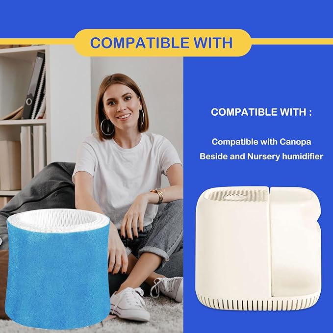 Humidifier Wicking Filter Replacement 2.0 Compatible with Canopy Bedside and Nursery Humidifier 2.0, Wood Pulp & Paper Filter, 3 Pack (Blue) - Image 3