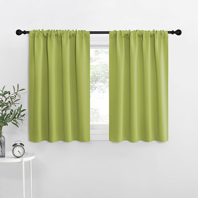 NICETOWN RV Blackout Curtains for Camper Windows, Fresh Green, 34" x 36", Set of 2, Kitchen Curtains, Short Blackout Drapes, Thermal Insulated Rod Pocket Window Treatment Draperies for Nursery by NICETOWN