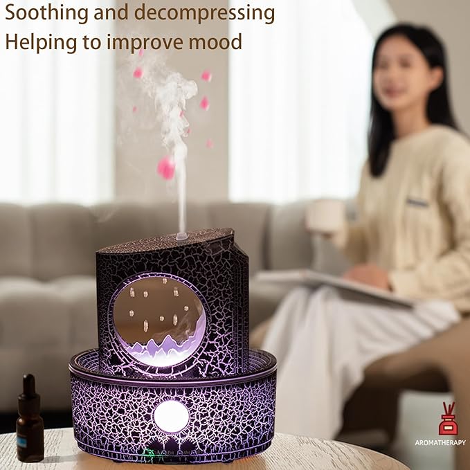 Aromatherapy Humidifier for Sleep Relaxation, Raindrop Humidifiers,Aromatherapy Diffuser with 3 LED Color Changing Lights and Auto-Off, Air humidifier Suitable for Home, Office - Image 3