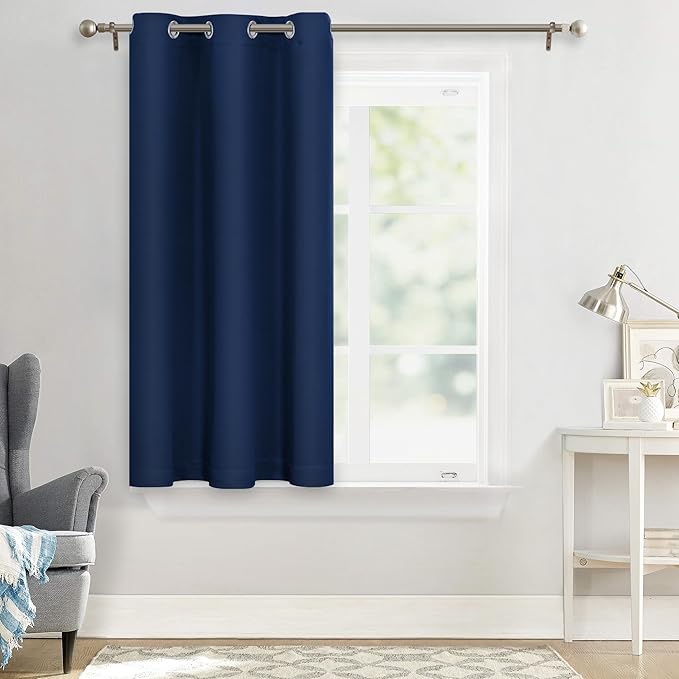 MYSKY HOME Navy Blue Blackout Curtain for Bedroom, Short Curtains 54 Inch Long Kitchen Curtains Grommet Room Darkening Curtain, Thermal Insulated Curtain, 1 Curtain Panel, 42 x 54 Inch, Navy - Image 7