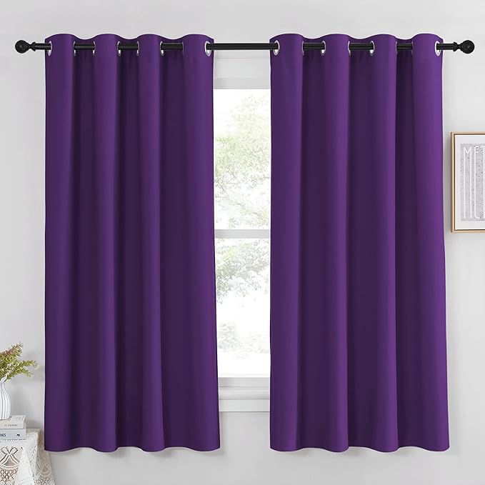 NICETOWN Blackout Blind Curtains for Windows - (Royal Purple Color) Home Fashion Thermal Insulated Room Darkening Drapery for Bedroom, 52W x 63L, Sold Individually by NICETOWN